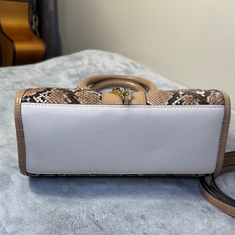 ALDO Snake Print Small Tote - Tan Brown White - Gold Hardware - Like New - Picture 7 of 12